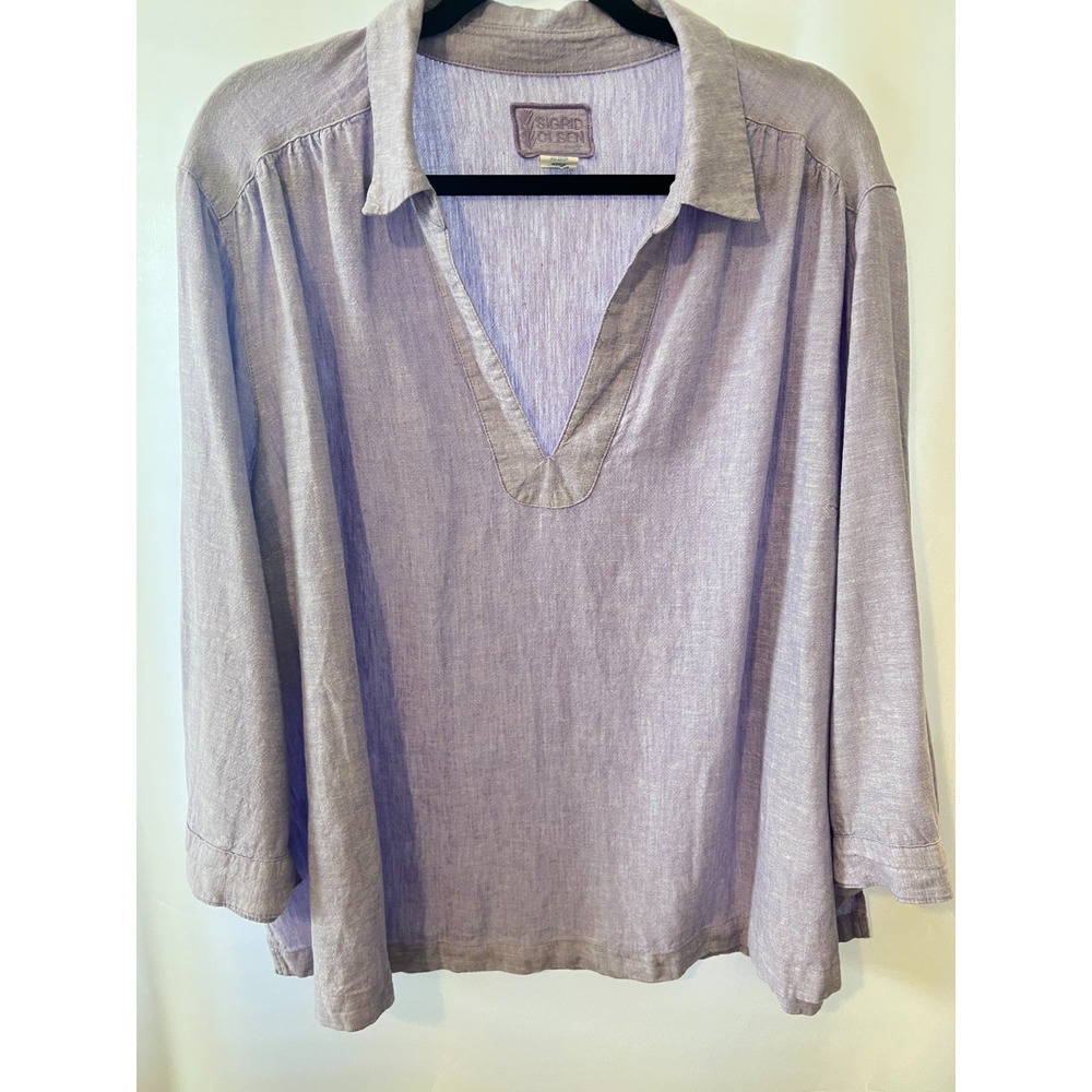 Sigrid Olsen Women's‎ 2X Linen Tunic Summer Blouse Beach Coastal Travel